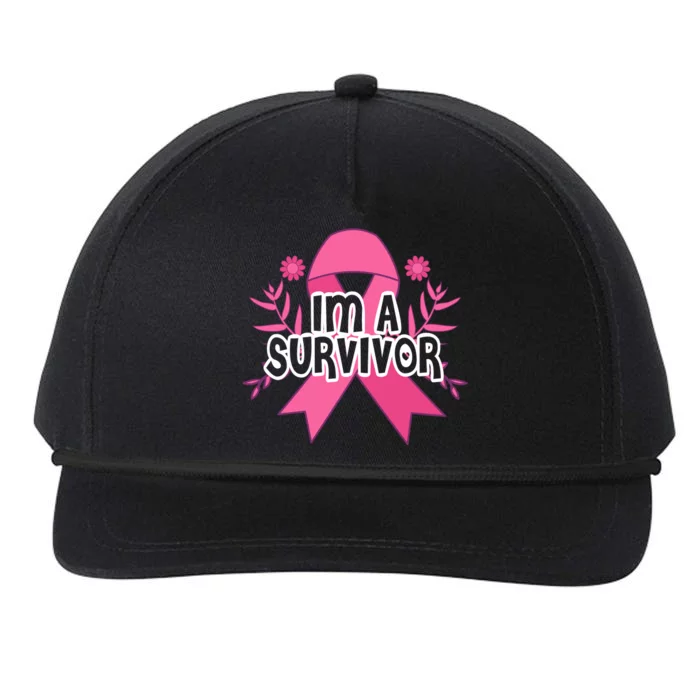 Im A Survivor Breast Cancer Awareness Ribbon Snapback Five-Panel Rope Hat