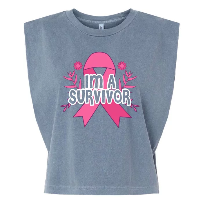 Im A Survivor Breast Cancer Awareness Ribbon Garment-Dyed Women's Muscle Tee