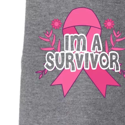 Im A Survivor Breast Cancer Awareness Ribbon Doggie 3-End Fleece Hoodie