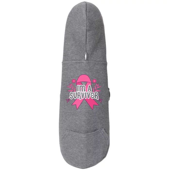 Im A Survivor Breast Cancer Awareness Ribbon Doggie 3-End Fleece Hoodie