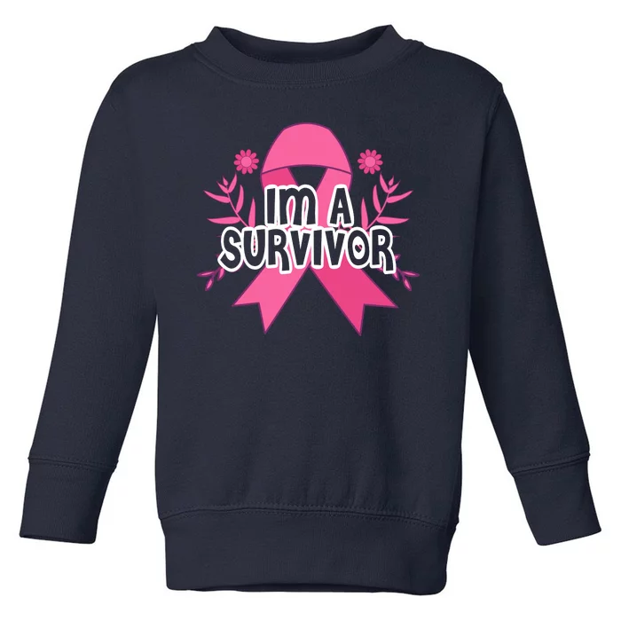 Im A Survivor Breast Cancer Awareness Ribbon Toddler Sweatshirt