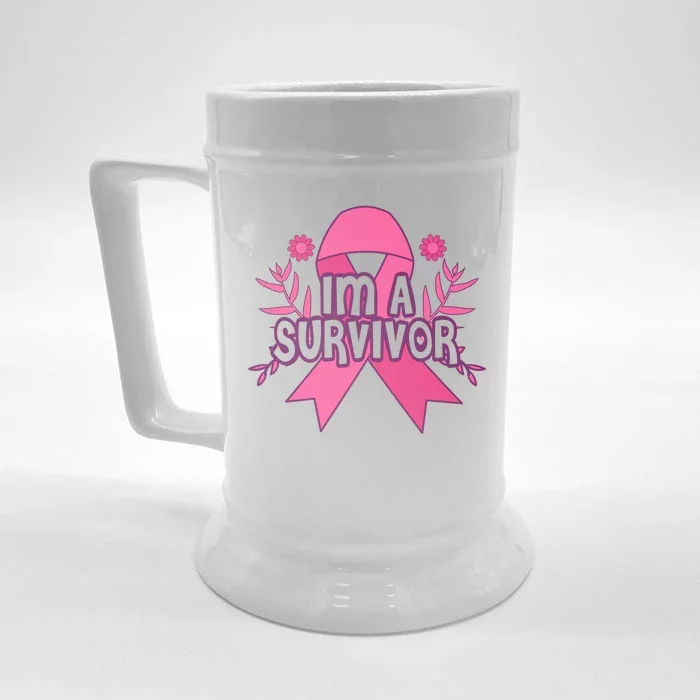 Im A Survivor Breast Cancer Awareness Ribbon Front & Back Beer Stein