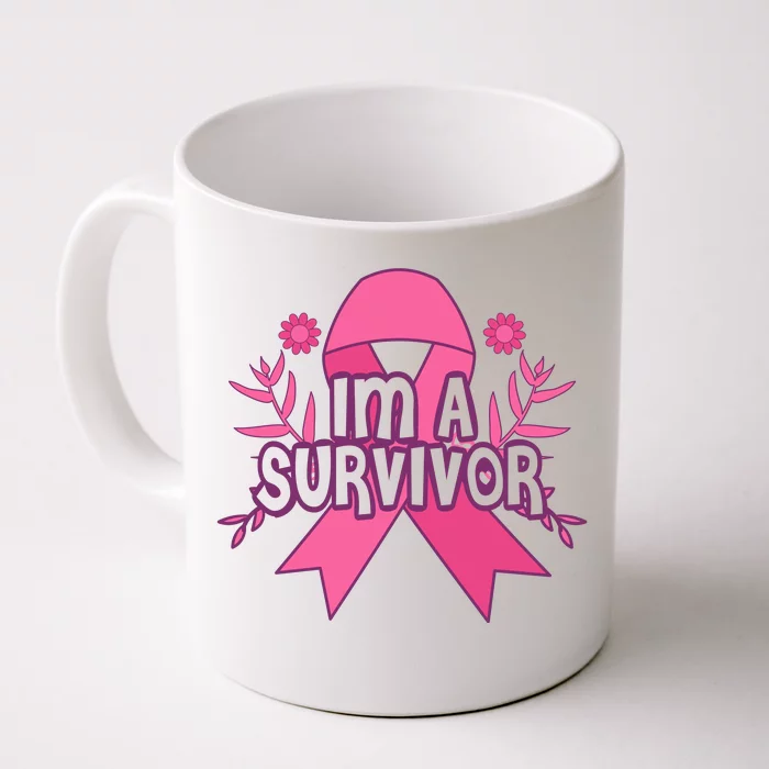 Im A Survivor Breast Cancer Awareness Ribbon Front & Back Coffee Mug