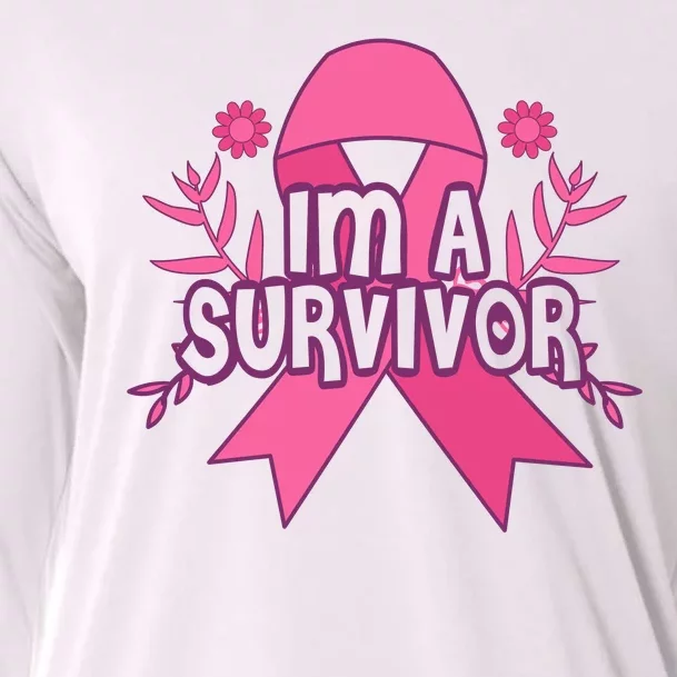 Im A Survivor Breast Cancer Awareness Ribbon Cooling Performance Long Sleeve Crew