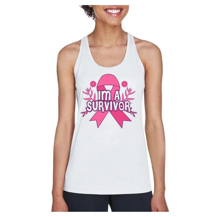 Im A Survivor Breast Cancer Awareness Ribbon Women's Racerback Tank