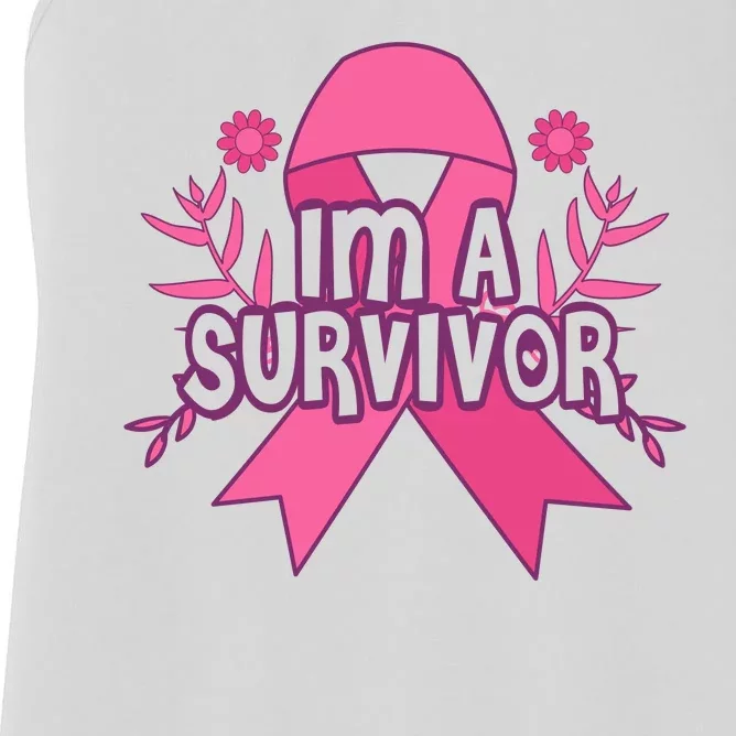 Im A Survivor Breast Cancer Awareness Ribbon Women's Racerback Tank