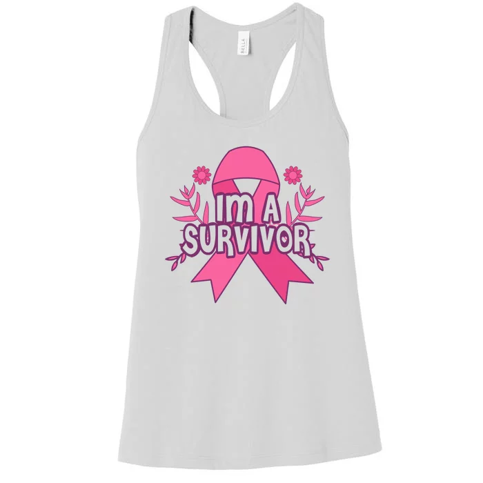 Im A Survivor Breast Cancer Awareness Ribbon Women's Racerback Tank