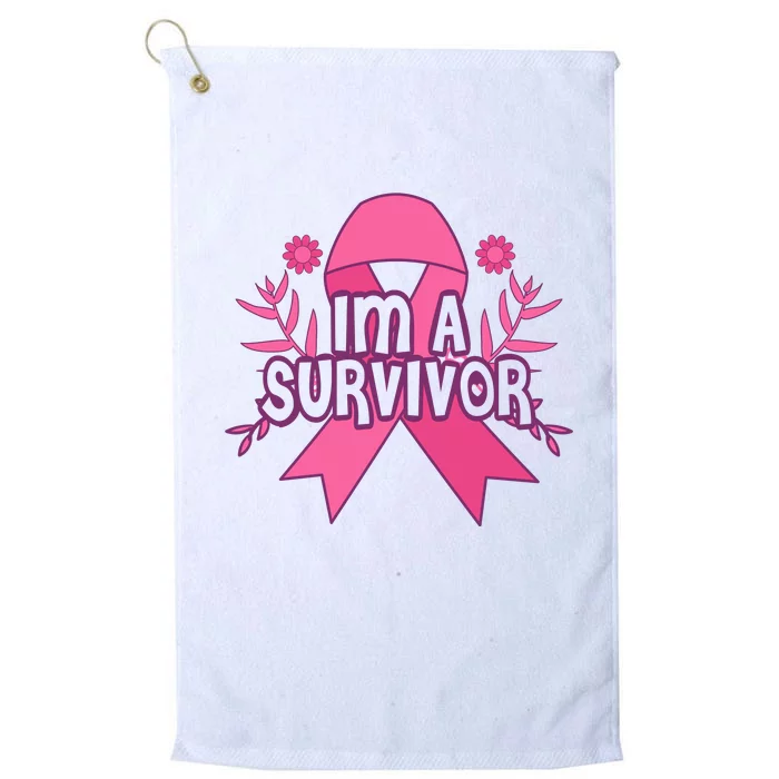 Im A Survivor Breast Cancer Awareness Ribbon Platinum Collection Golf Towel