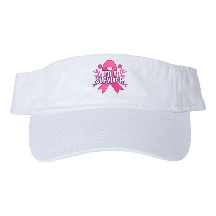 Im A Survivor Breast Cancer Awareness Ribbon Valucap Bio-Washed Visor