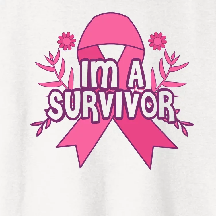 Im A Survivor Breast Cancer Awareness Ribbon Women's Crop Top Tee