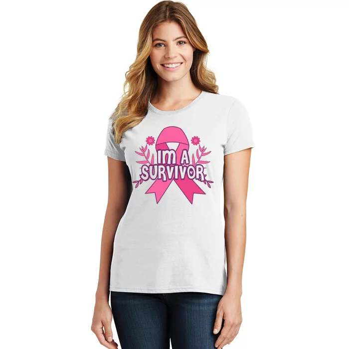 Im A Survivor Breast Cancer Awareness Ribbon Women's T-Shirt