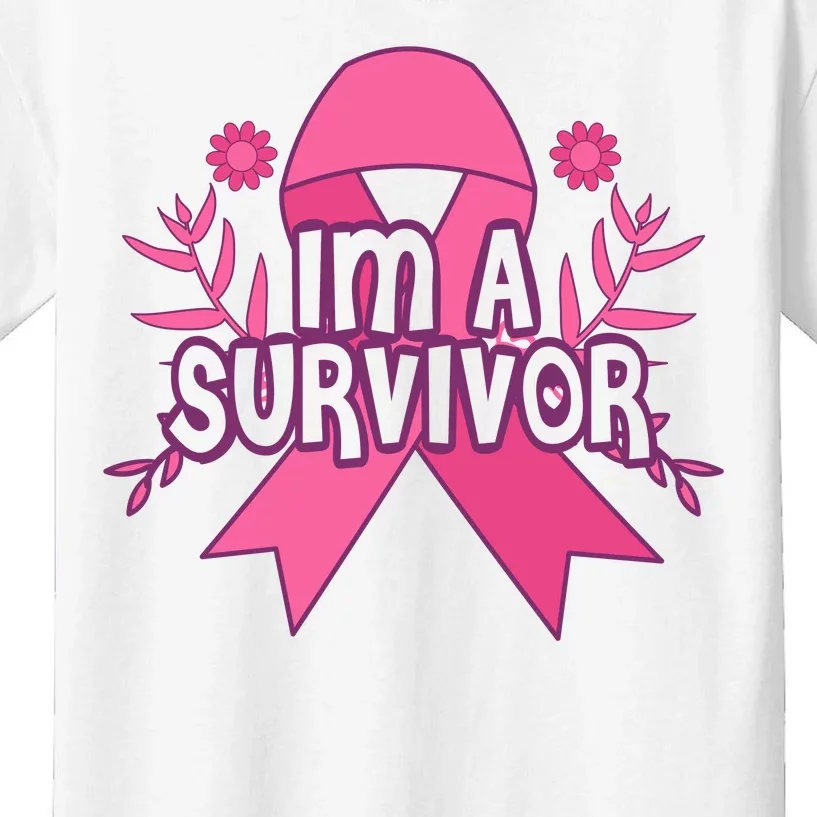 Im A Survivor Breast Cancer Awareness Ribbon Kids T-Shirt