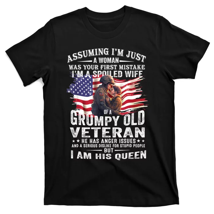 IM A Spoiled Wife Of A Grumpy Old Veteran Husband Wife T-Shirt