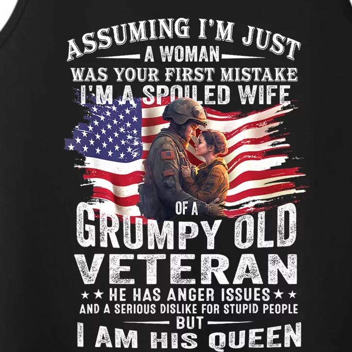 IM A Spoiled Wife Of A Grumpy Old Veteran Husband Wife Performance Tank