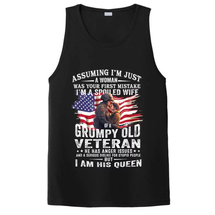 IM A Spoiled Wife Of A Grumpy Old Veteran Husband Wife Performance Tank