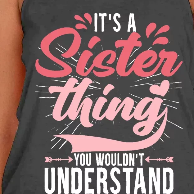 Its A Sister Thing | Funny Wo Young Middle Older Sister Women's Knotted Racerback Tank