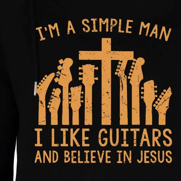 Im A Simple Man I Like Bass Guitar And Believe In Jesus Tee Womens Funnel Neck Pullover Hood