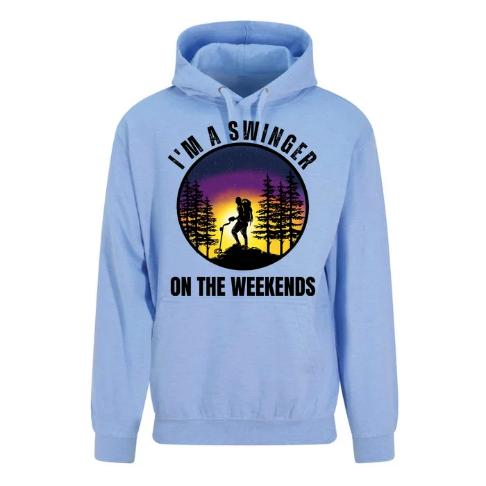 Im A Swinger On The Weekends Funny Metal Detectorist Unisex Surf Hoodie