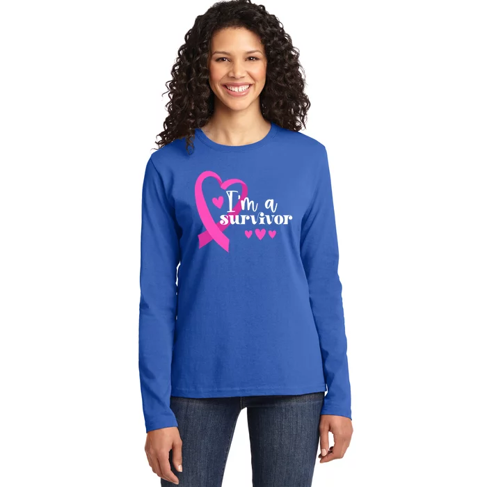 I'm A Survivor Breast Cancer Gift Ladies Long Sleeve Shirt