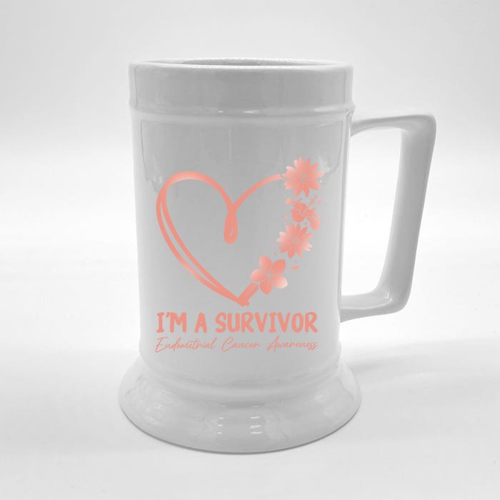 I'm A Survivor Endometrial Cancer Awareness Gift Front & Back Beer Stein