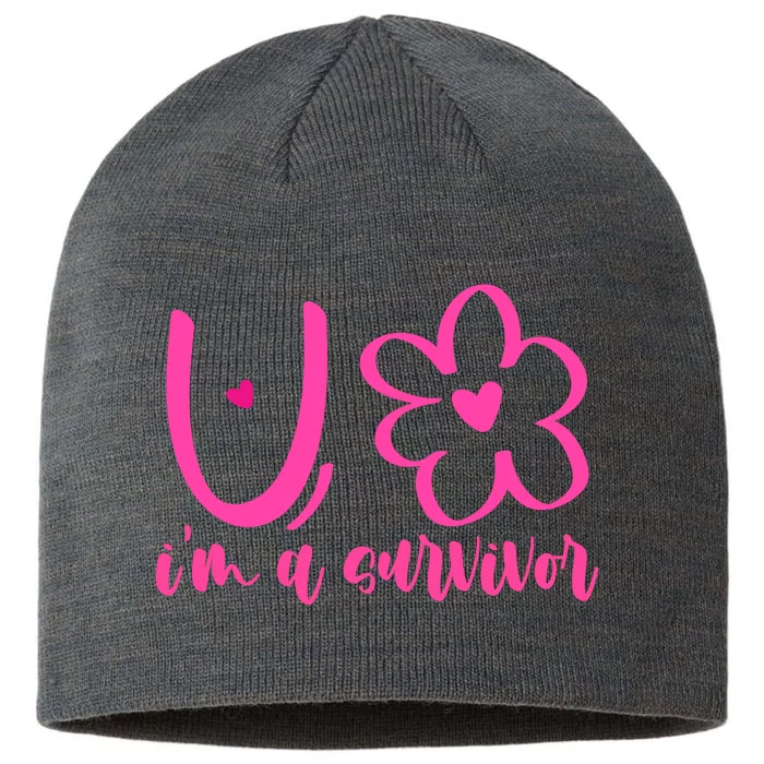 Im A Survivor Breast Cancer Awareness Month 8 1/2in Sustainable Knit Beanie