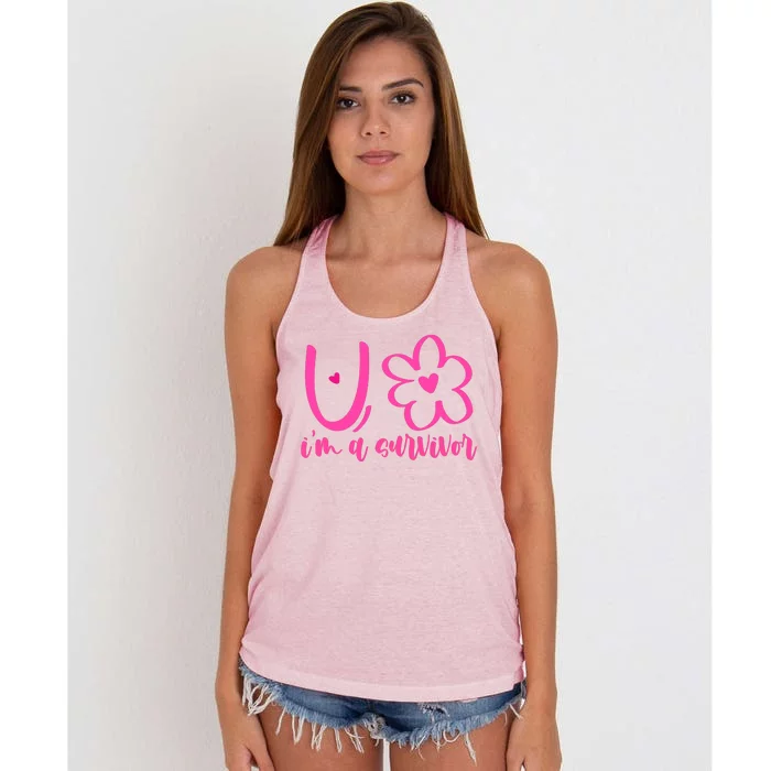 Im A Survivor Breast Cancer Awareness Month Women's Knotted Racerback Tank