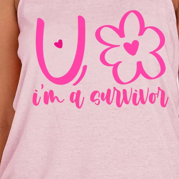 Im A Survivor Breast Cancer Awareness Month Women's Knotted Racerback Tank