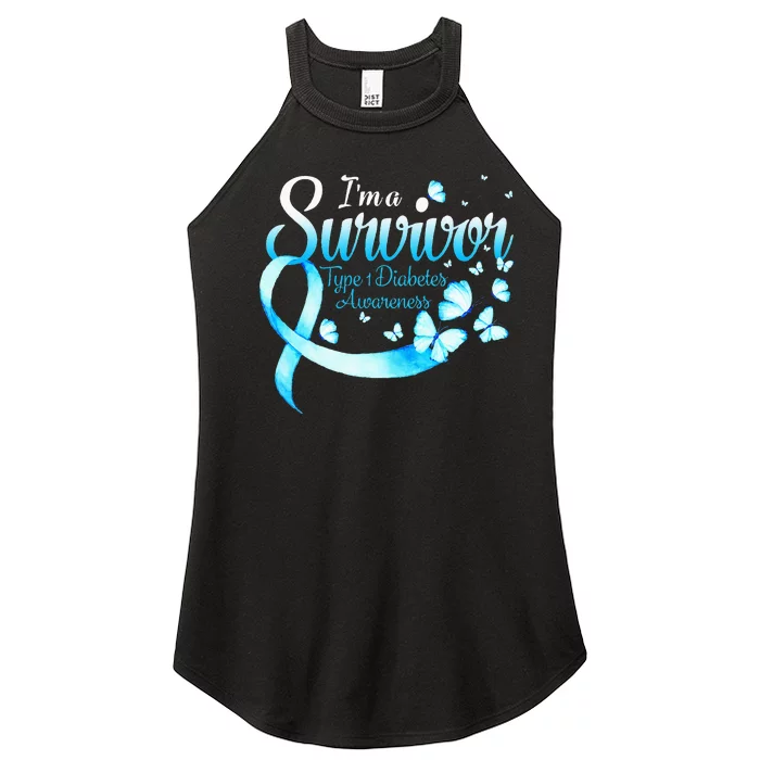 I'm A Survivor Type 1 Diabetes Awareness Butterfly Women’s Perfect Tri Rocker Tank