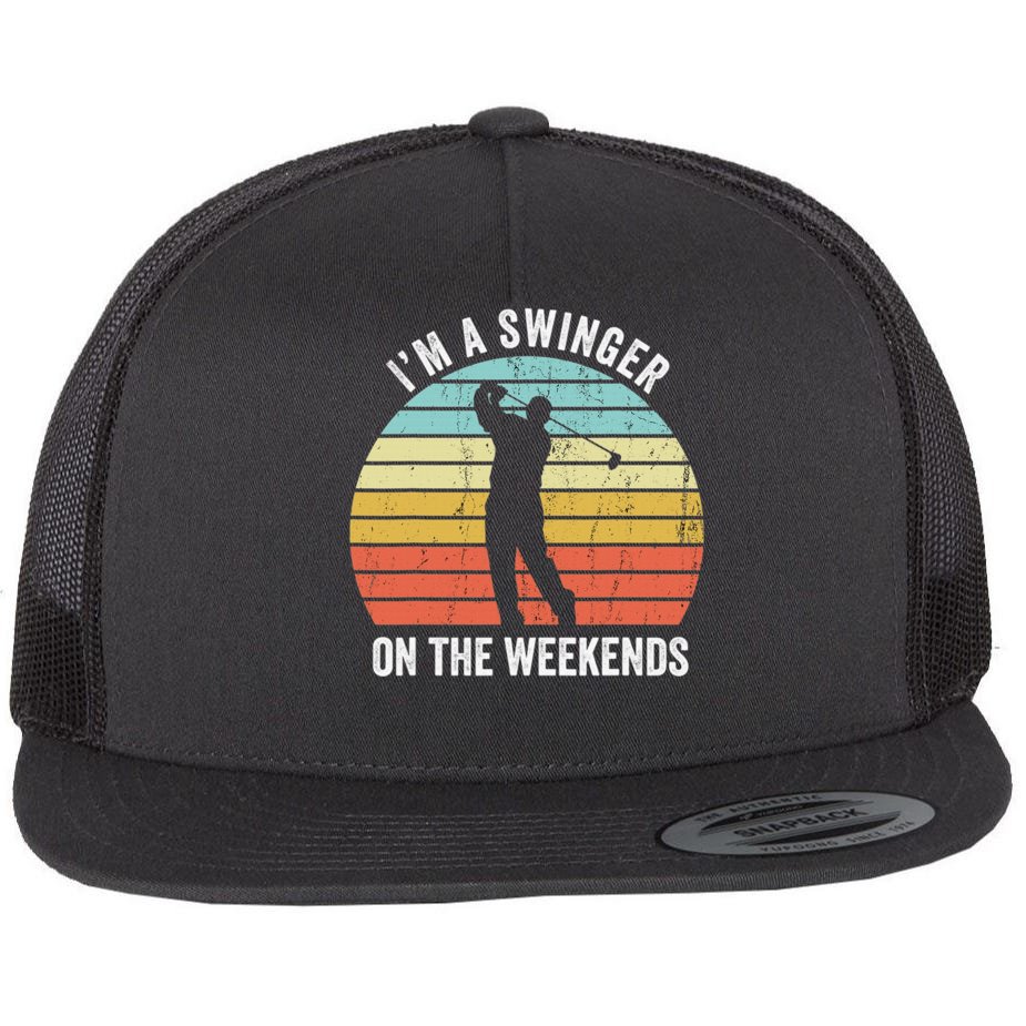 Im A Swinger On The Weekends Sexual Innuendo Funny Golf Flat Bill Trucker Hat TeeShirtPalace photo