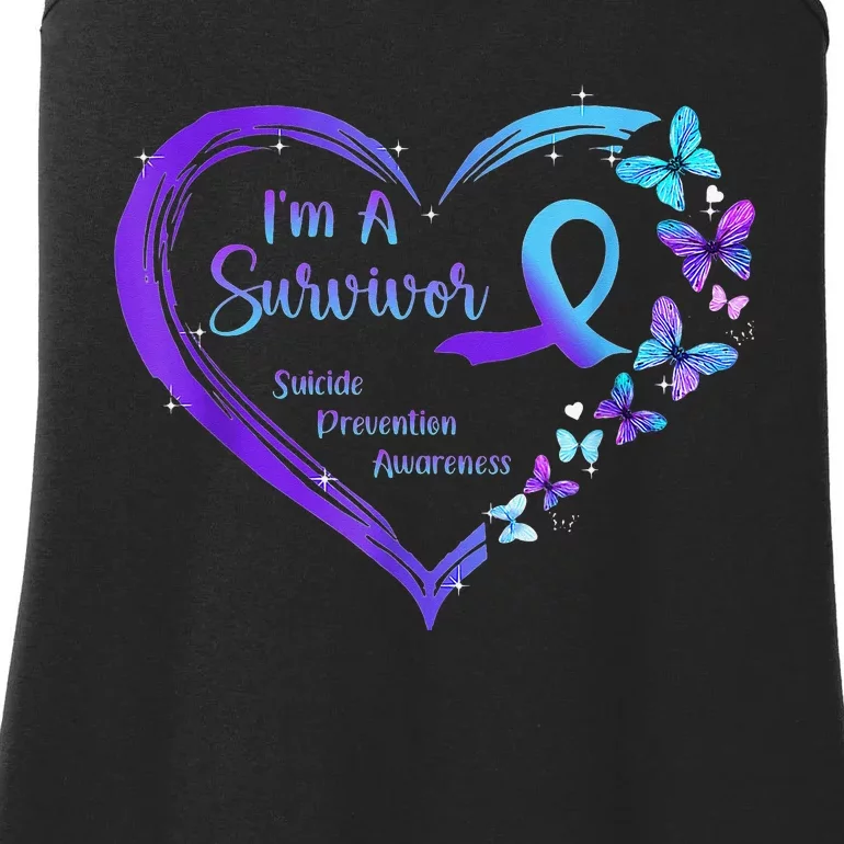 I'm A Survivor Butterfly Heart Suicide Prevention Awareness Ladies Essential Tank