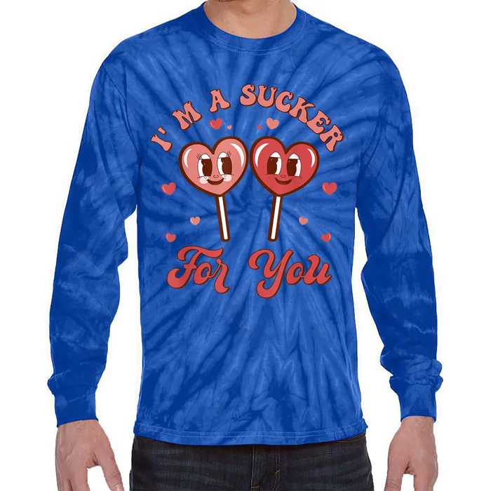 I'm A Sucker For You Lollipop Funny Valentines Day Hearts Gift Tie-Dye Long Sleeve Shirt