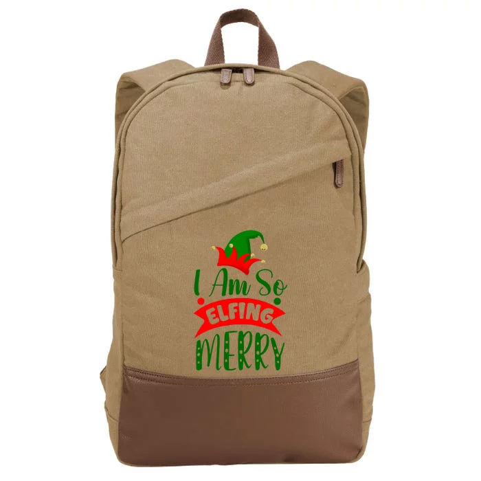 I Am So Elfing Merry Funny Christmas Elf Cotton Canvas Backpack