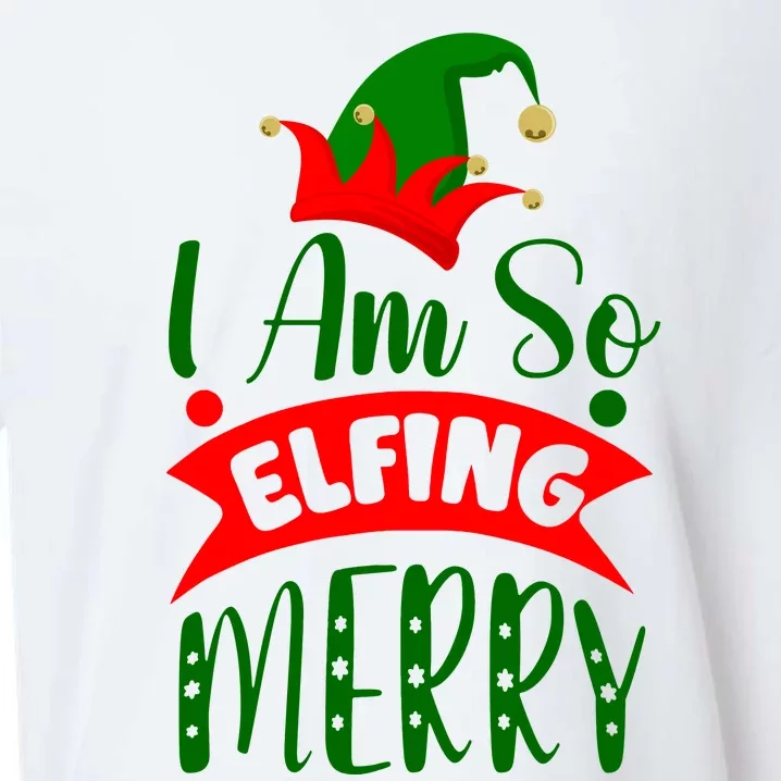 I Am So Elfing Merry Funny Christmas Elf Sueded Cloud Jersey T-Shirt