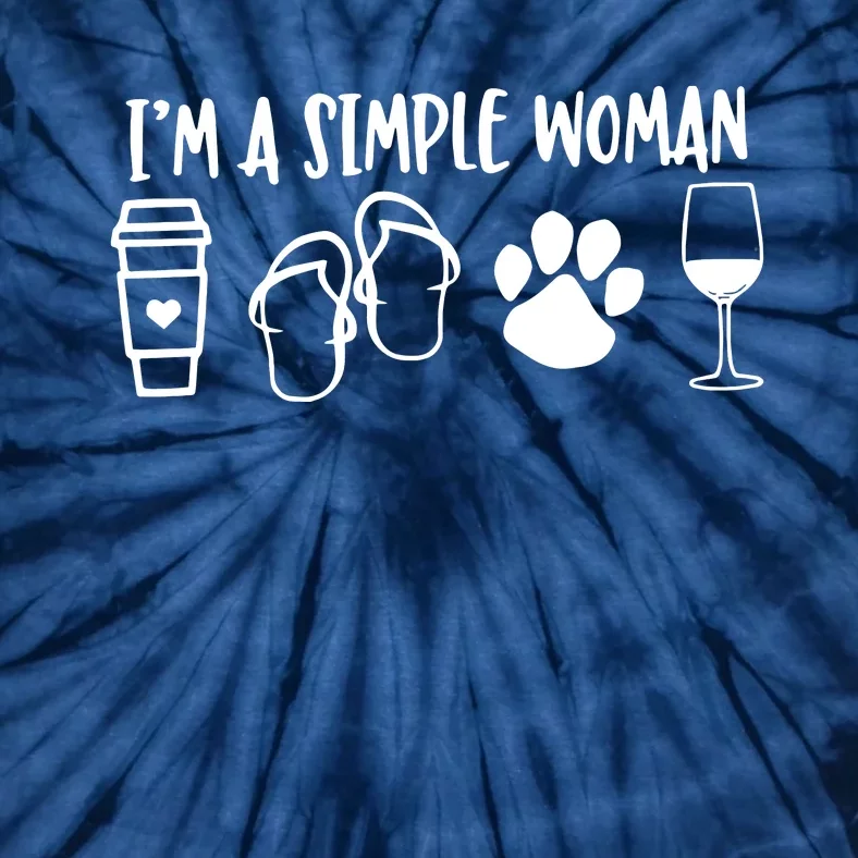 Im A Simple Woman Coffee Flip Flops Dog Wine Tie-Dye T-Shirt