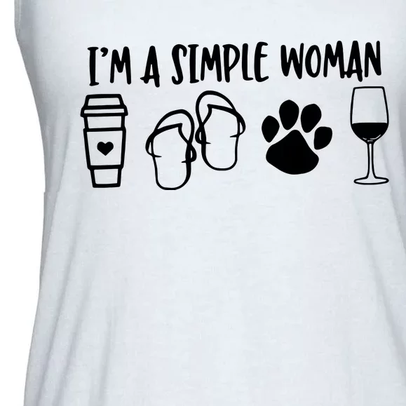 Im A Simple Woman Coffee Flip Flops Dog Wine Ladies Essential Flowy Tank