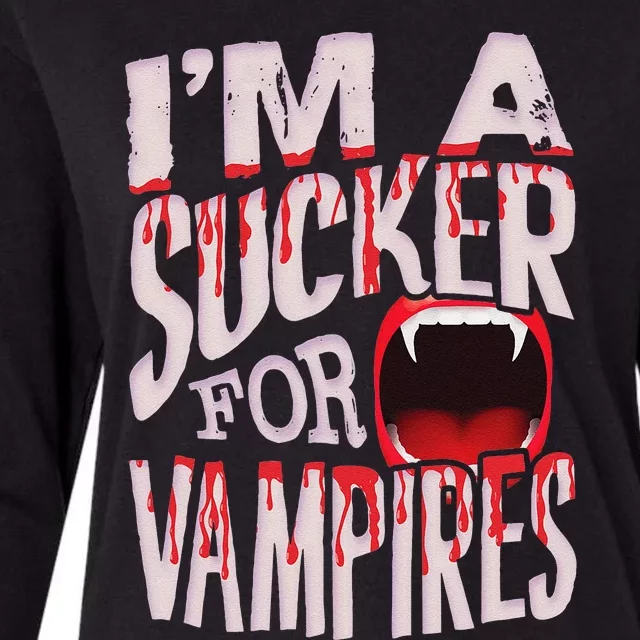 Im A Sucker For Vampires Halloween Lover Womens Cotton Relaxed Long Sleeve T-Shirt