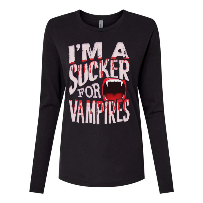 Im A Sucker For Vampires Halloween Lover Womens Cotton Relaxed Long Sleeve T-Shirt