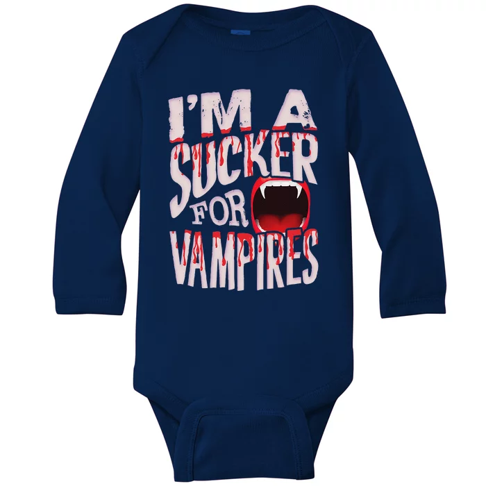 Im A Sucker For Vampires Halloween Lover Baby Long Sleeve Bodysuit