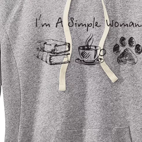 Im A Simple Woman Books Coffee Dog Animal Fur Paw Print Women's Fleece Hoodie