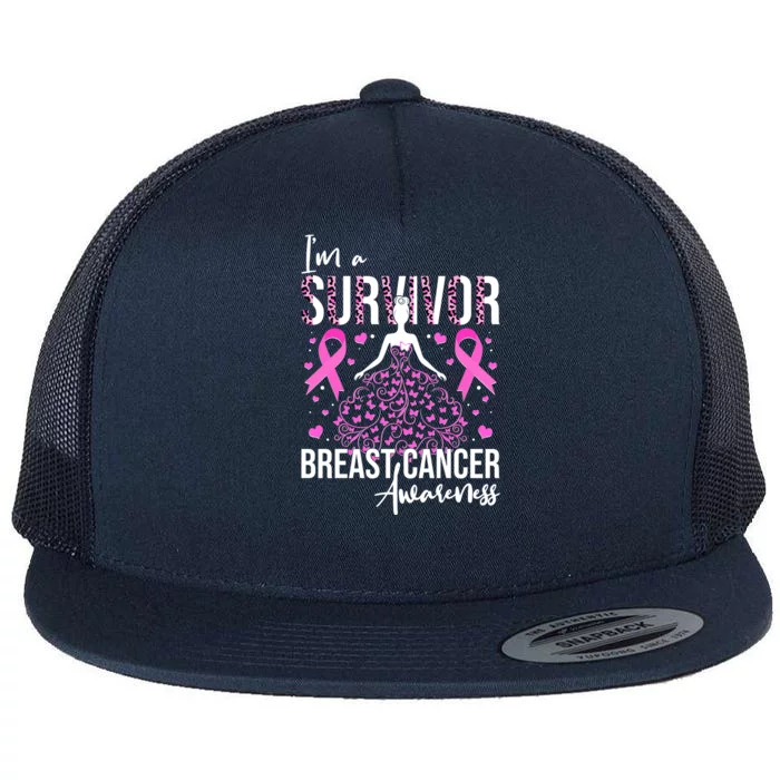 I'm A Survivor Breast Cancer Awareness Flat Bill Trucker Hat