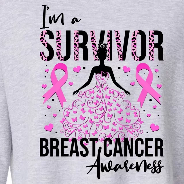 I'm A Survivor Breast Cancer Awareness Cropped Pullover Crew