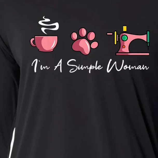 Im A Simple Woman Sewing Machine Womens Day Cooling Performance Long Sleeve Crew