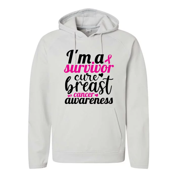 I'm A Survivor Cure Breast Cancer Awareness Performance Fleece Hoodie