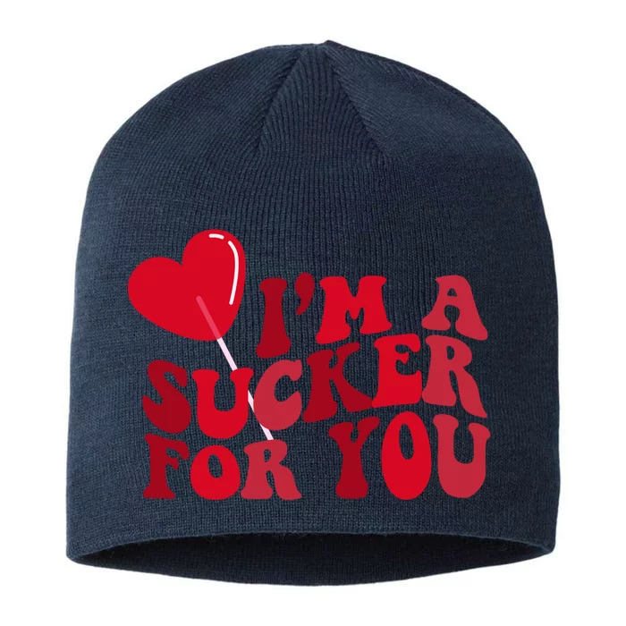 Im A Sucker For You Valentines Day Gift Retro 8 1/2in Sustainable Knit Beanie