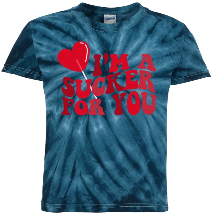 Im A Sucker For You Valentines Day Gift Retro Kids Tie-Dye T-Shirt