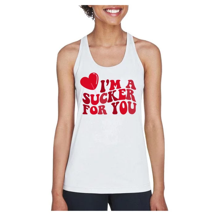 Im A Sucker For You Valentines Day Gift Retro Women's Racerback Tank