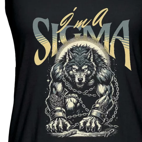 IM A Sigma Male Wolf Funny Ladies Essential Flowy Tank