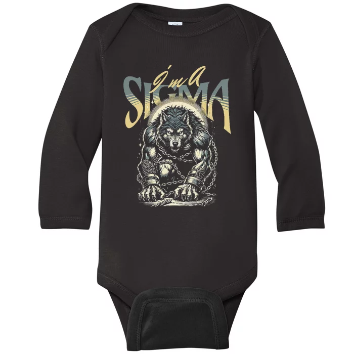 IM A Sigma Male Wolf Funny Baby Long Sleeve Bodysuit