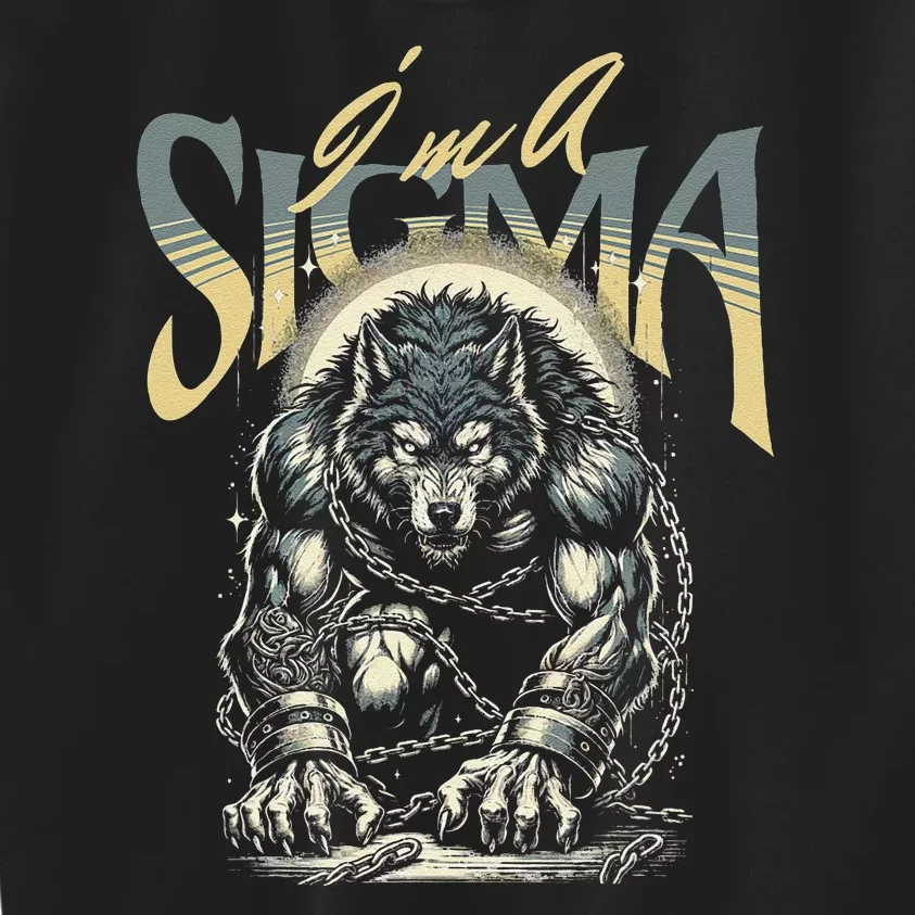 IM A Sigma Male Wolf Funny Kids Sweatshirt