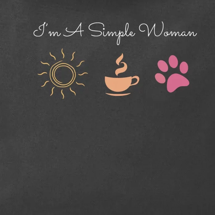 Im A Simple Woman Sunshine Coffee Paw Dog Cute Funny Gift Zip Tote Bag